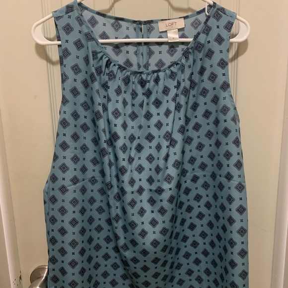 LOFT Tops - Loft light blue/ navy print blouse/ M